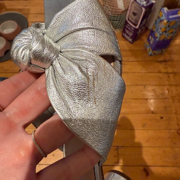 Loeffler Randall Metallic Silver Knotted Mules - Picture 6 of 7